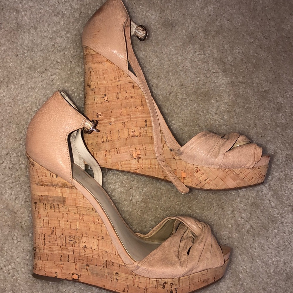 Nude Nine West Leather Wedges